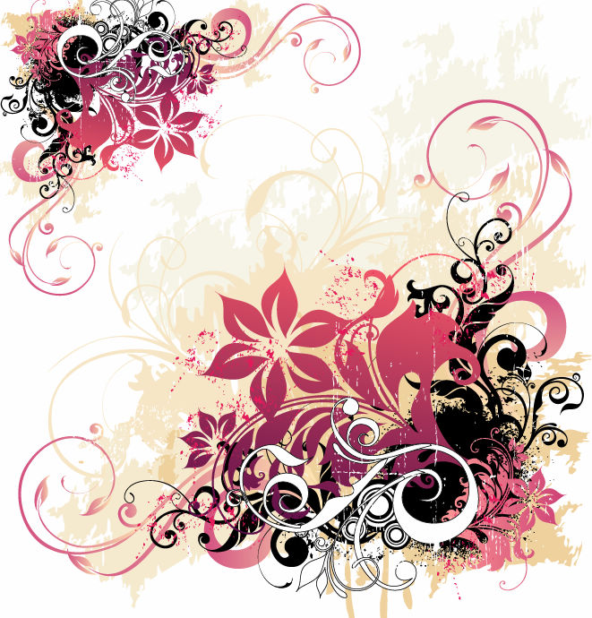free vector Swirl and Flower Background Free Vector Graphic